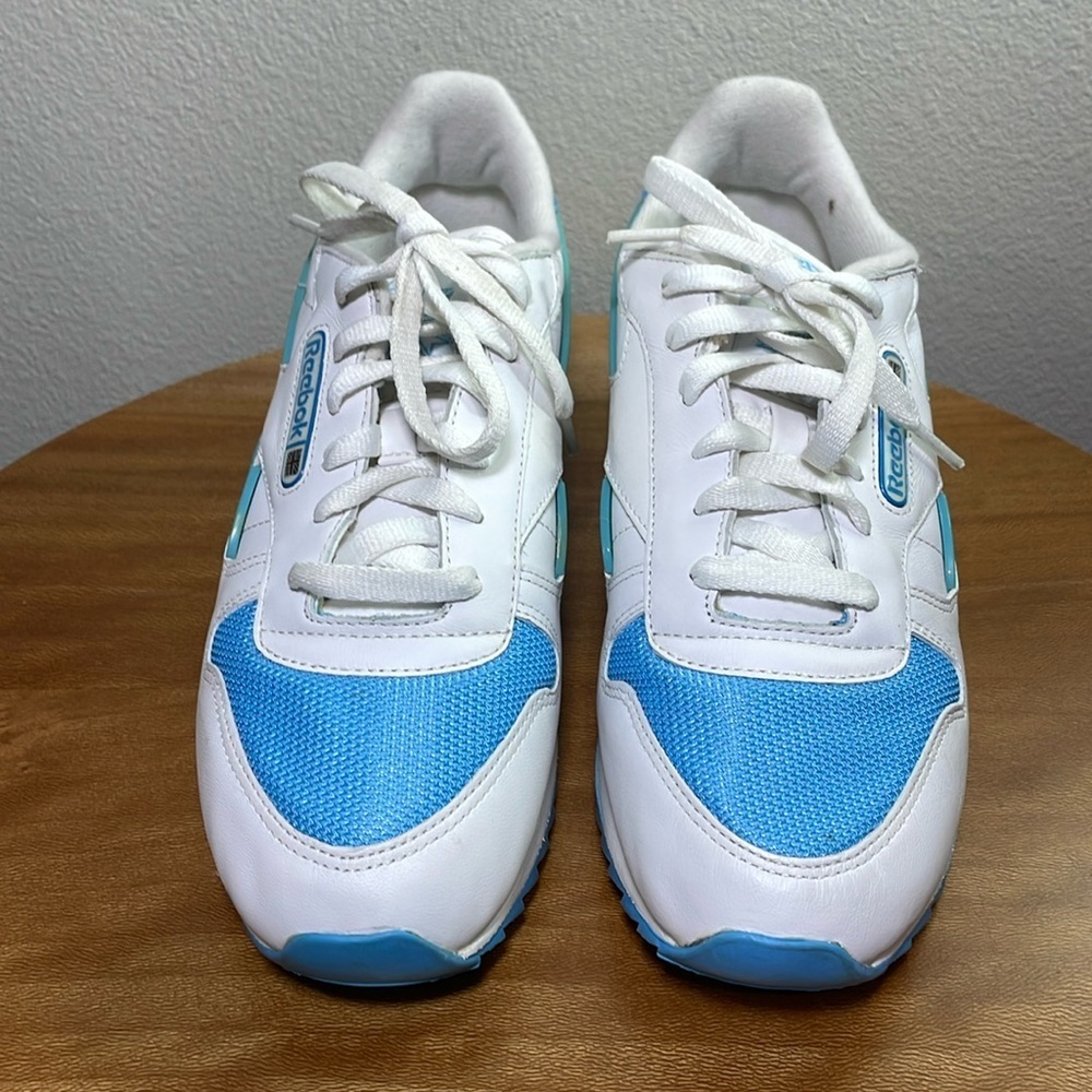 Women's Reebok Classic Running Shoes Sneakers White Blue RB 503 Size 8.5 - Picture 4 of 16